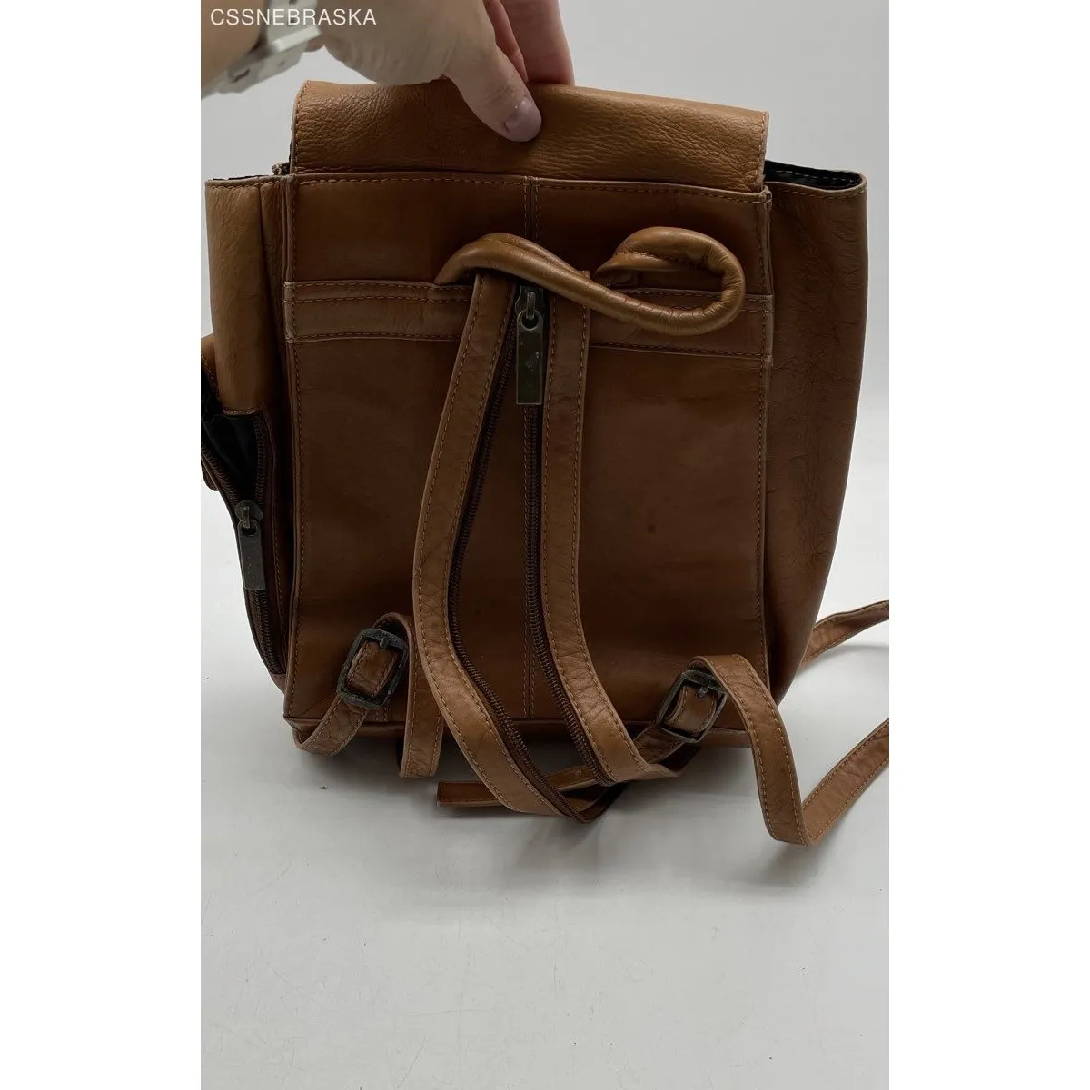 NA Brown Leather Multipockets Drawstring Unisex Backpack Made in‎ Colombia - Image 3