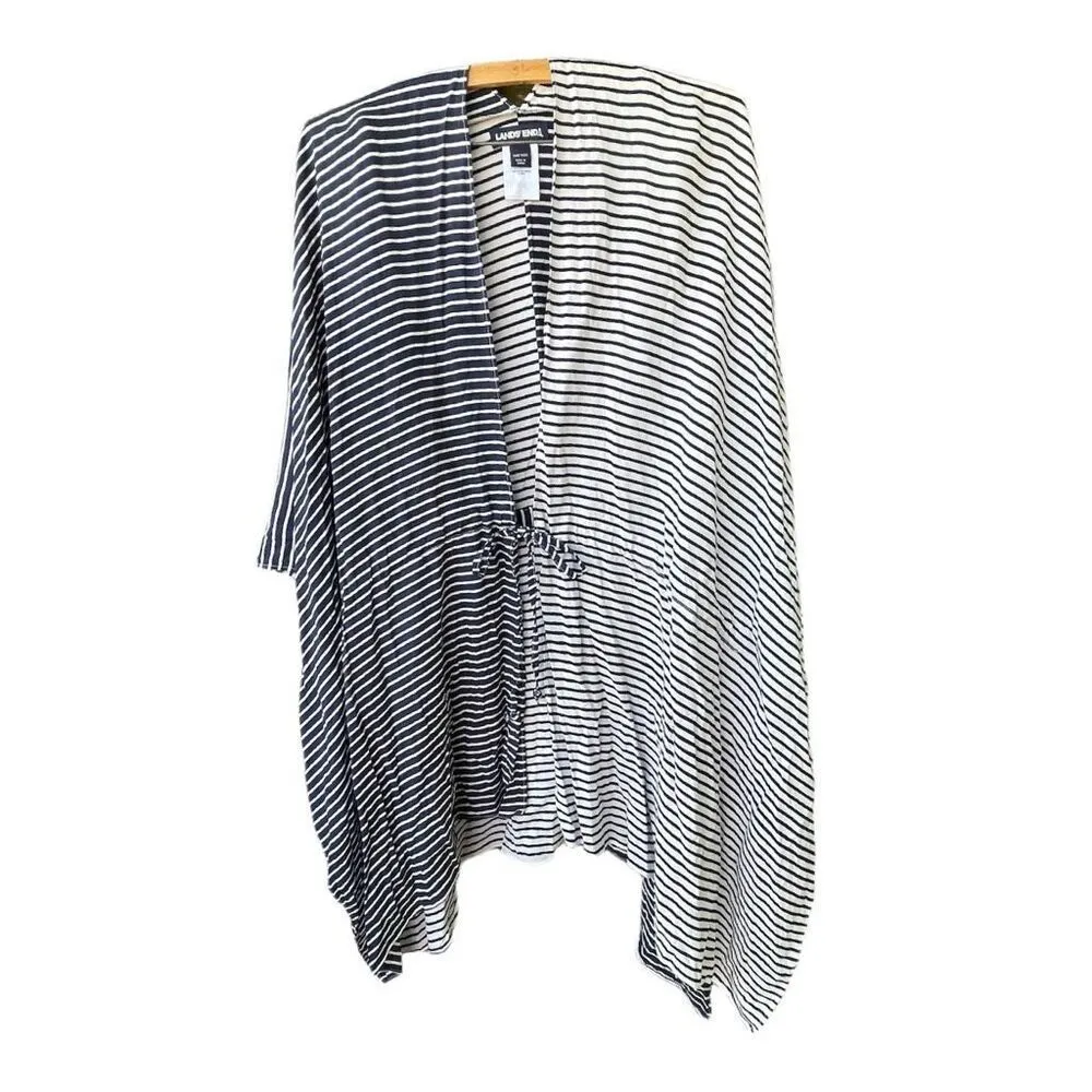 Lands End OS drawstring waist striped Kimono - Image 3