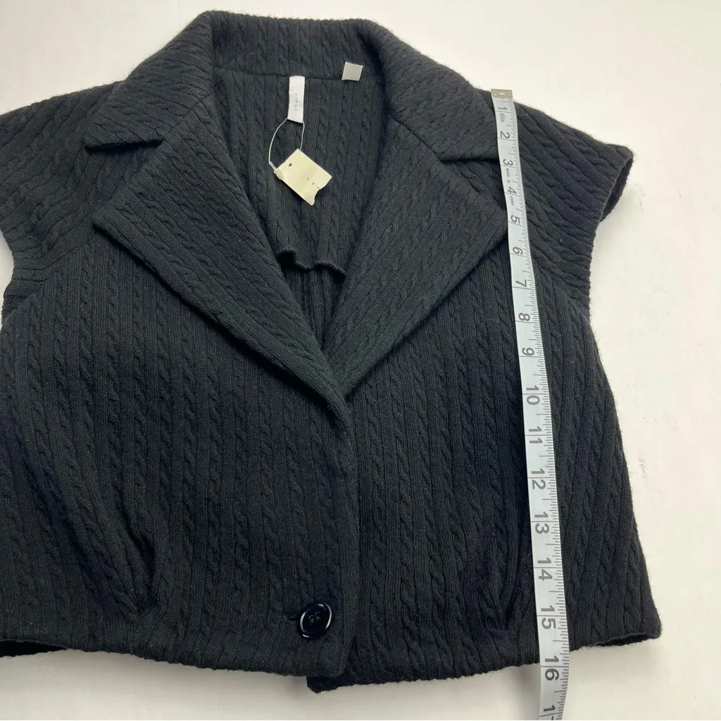 IISLI New York Cropped Bubble Cable‎ Knit Sweater Gaudi SZ 2 Black 100% Wool NEW - Image 7