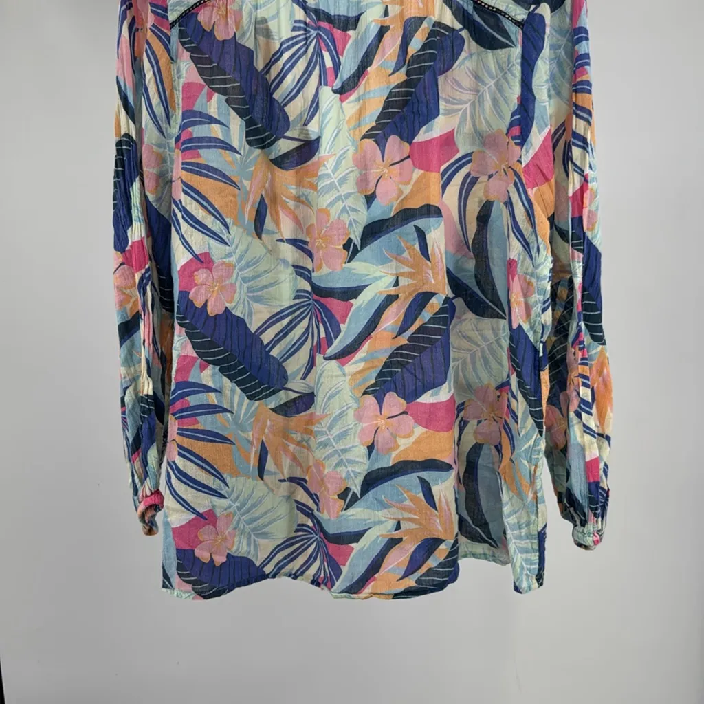 Sundance Multicolor floral tropical lightweight cotton button up top L flowy Pink Size L - Image 4