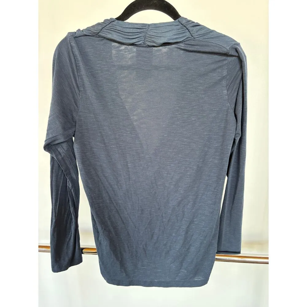 Dolan Left Coast Anthropologie Slate Blue Draped Career Top Coastal Quiet Luxury - Image 3