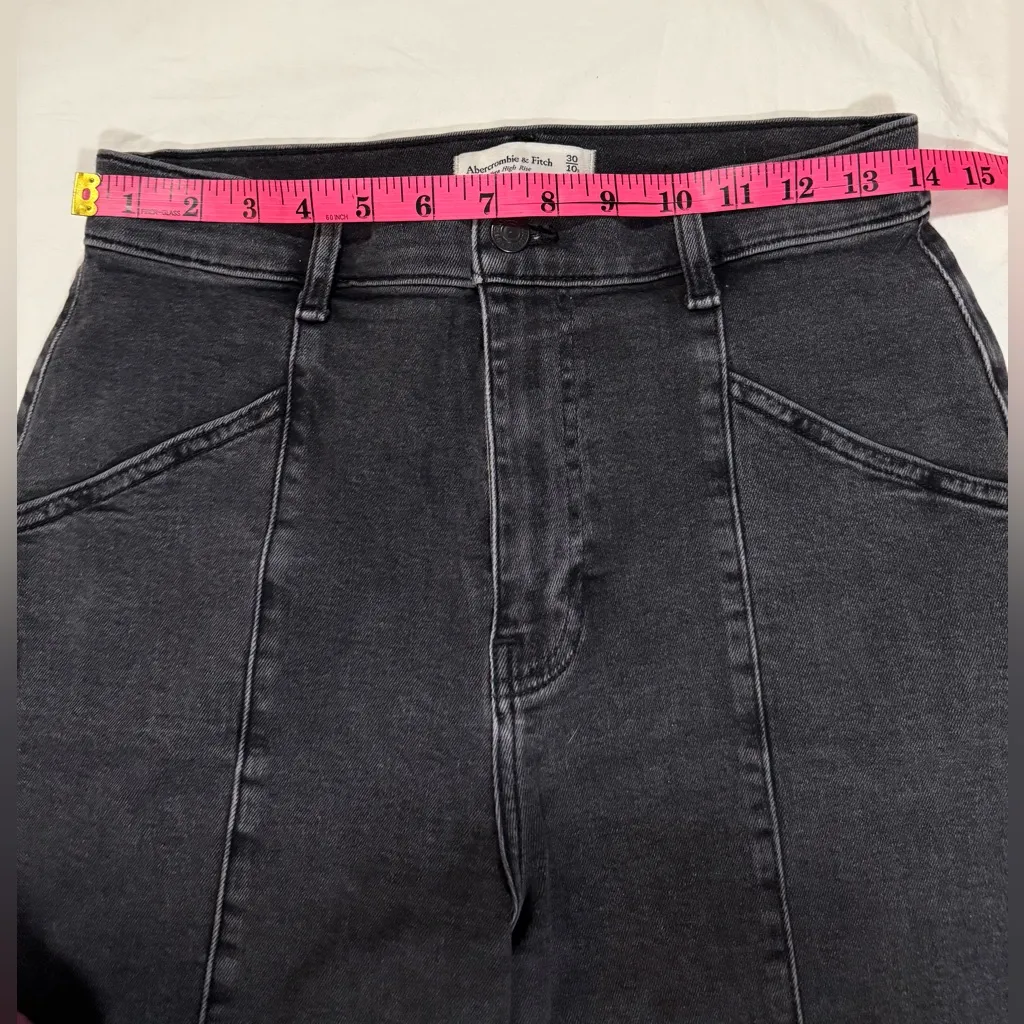 Abercrombie & Fitch Ultra High Rise Black Denim Joggers Size 10 / 30 - Image 8
