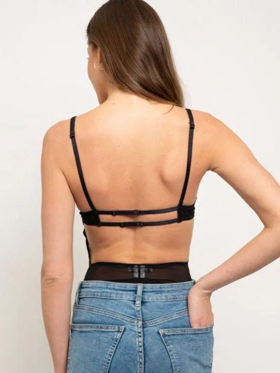 Black Lace Bodysuit Backless Size M - Image 3