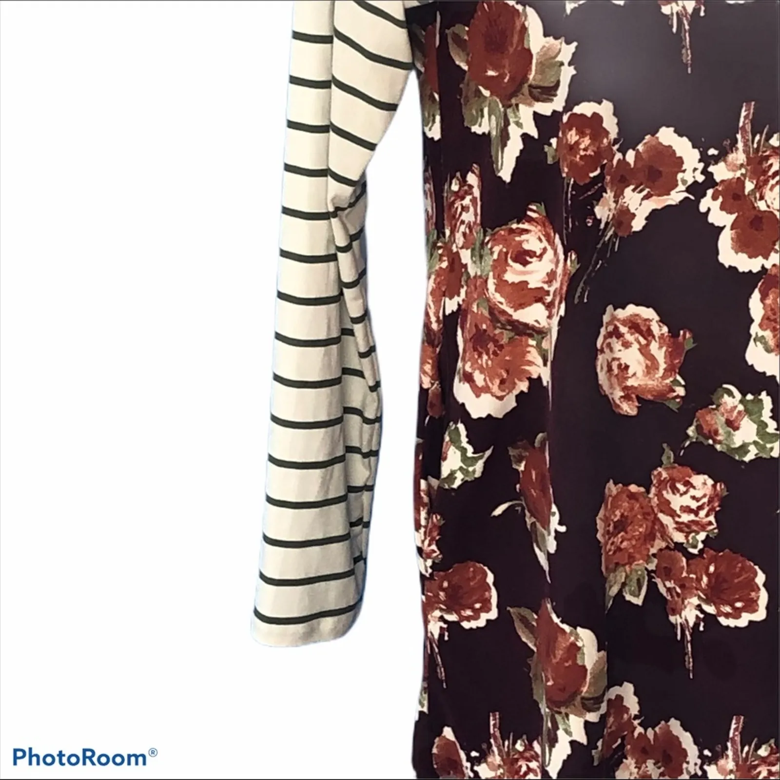 Betsey’s Boutique Floral Raglan T Shirt Burgundy Longline Size Large Red - Image 5