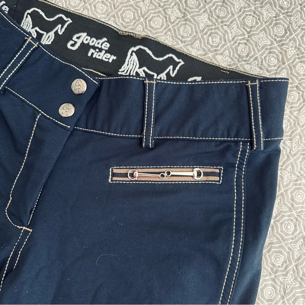 Goode Rider Horse Equestrian Riding Pants Breeches Navy Women’s Size 26R Blue - Image 6