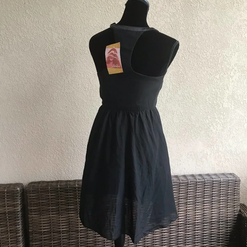 Lulu's YA Los Angeles Womens Dress Sz Small Caged Neckline Little Black Silk NEW - Image 35