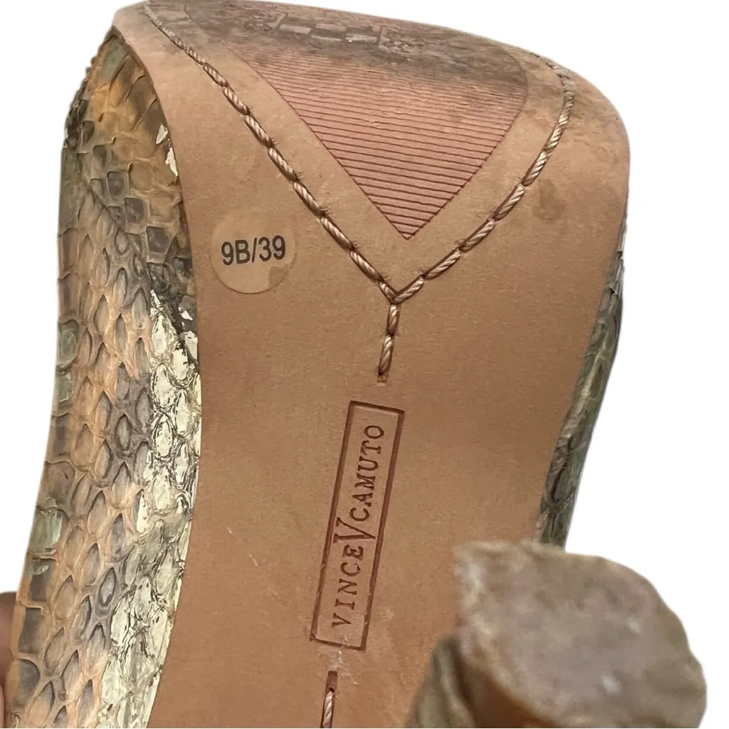 Vince Camuto Metallic Snakeskin Peep-Toe Heels - Size 9 - Image 9