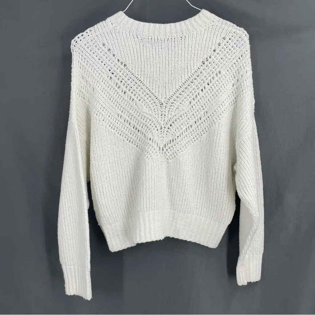 IRO Arresi Chevron Knit Cozy Cottage White Casual Luxury Crewneck Sweater Top - Image 7