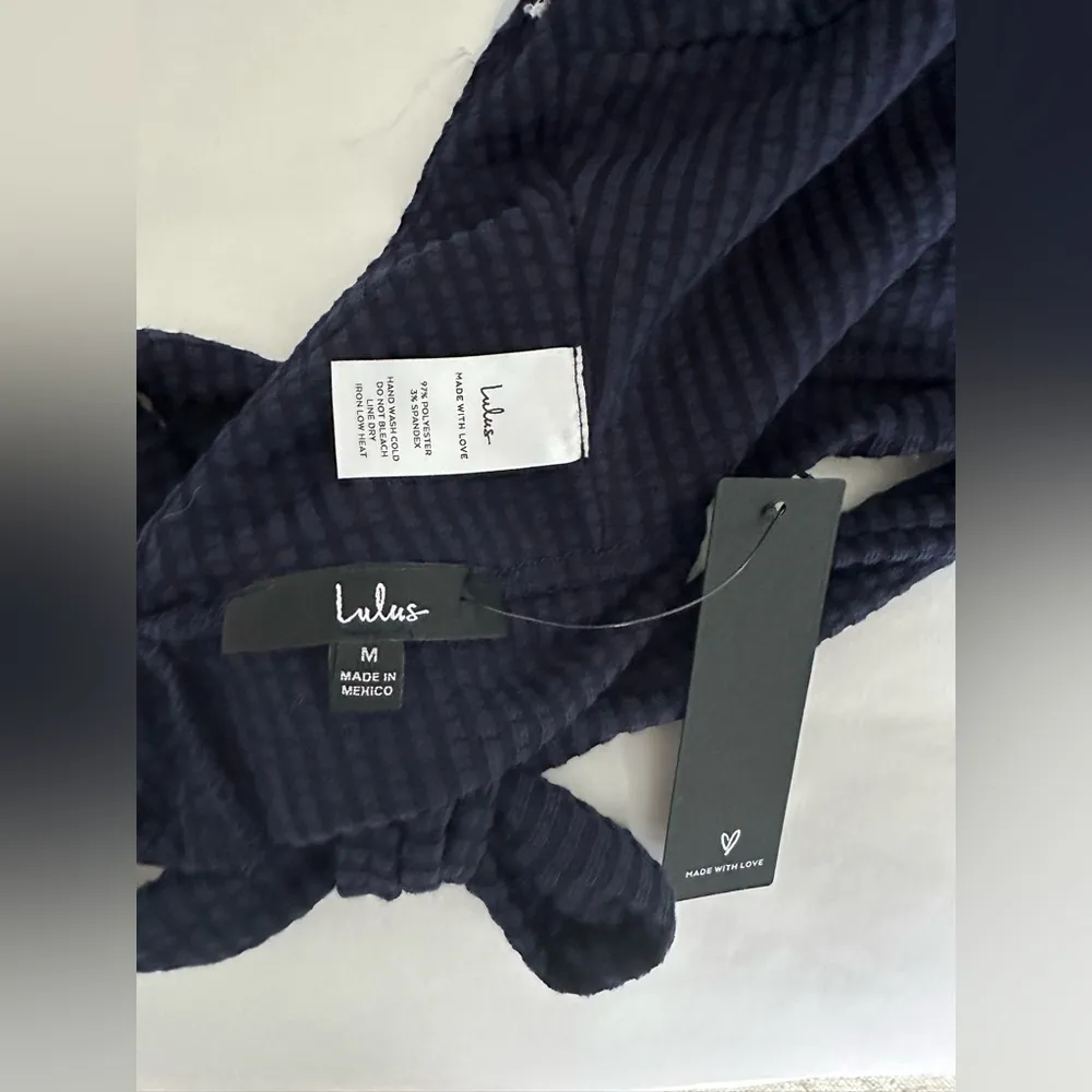 Lulu’s Navy Blue Waffle Knit Halter Crop Top - Image 6