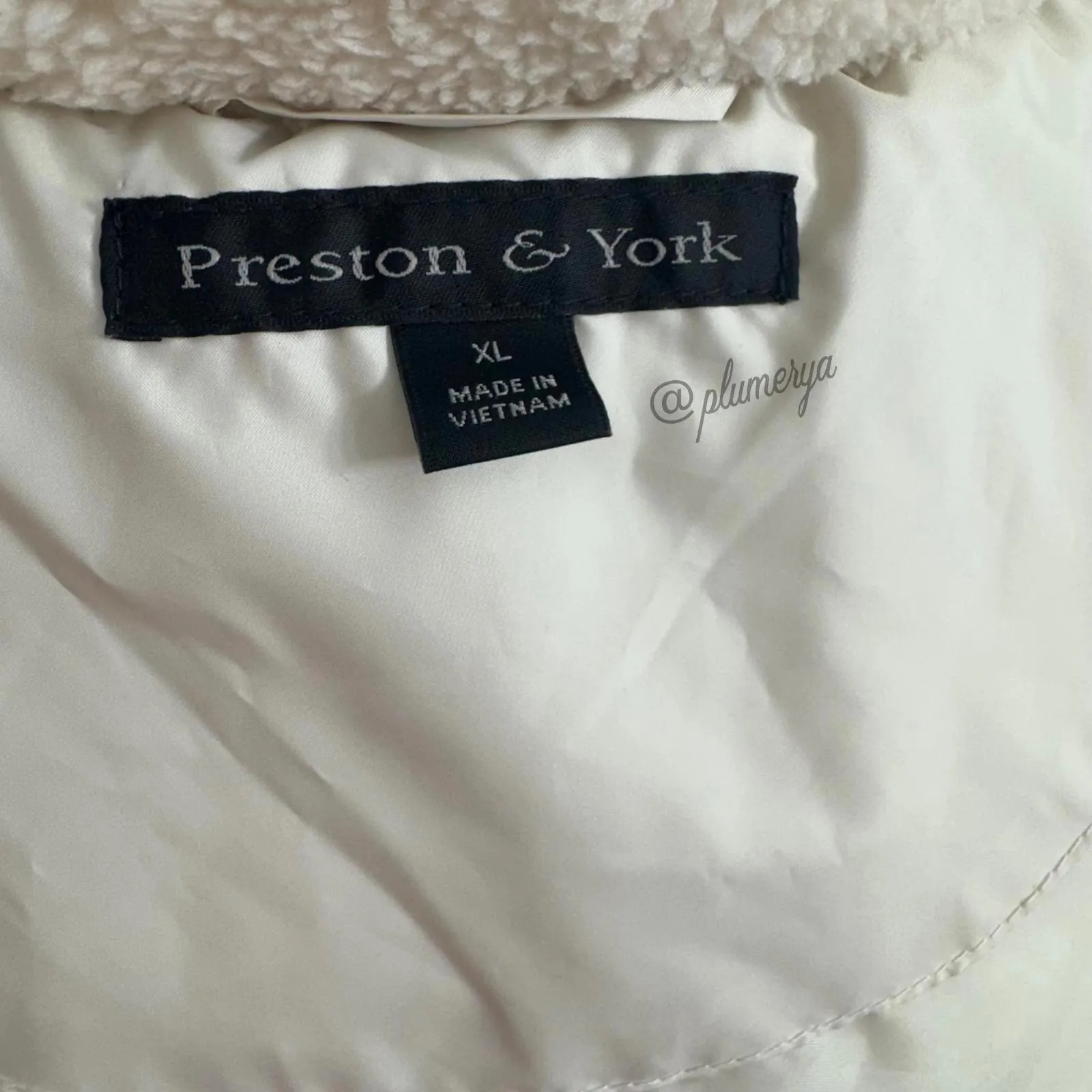 Preston & York White Quilted Puffer Coat with Detachable Faux Fur Hood Size XL - Image 5