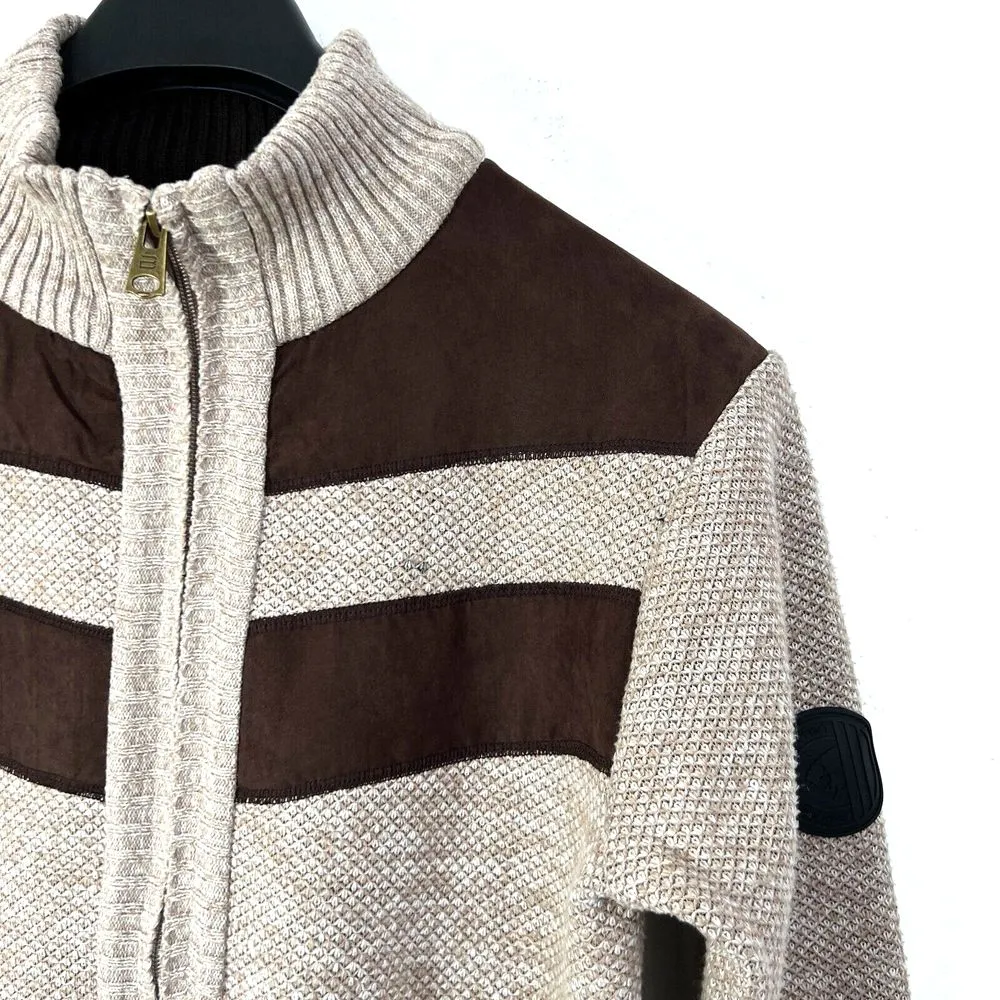 Buffalo David Bitton Mens Small Westony Knit Full Zip Jacket Brown Check Lined - Image 2