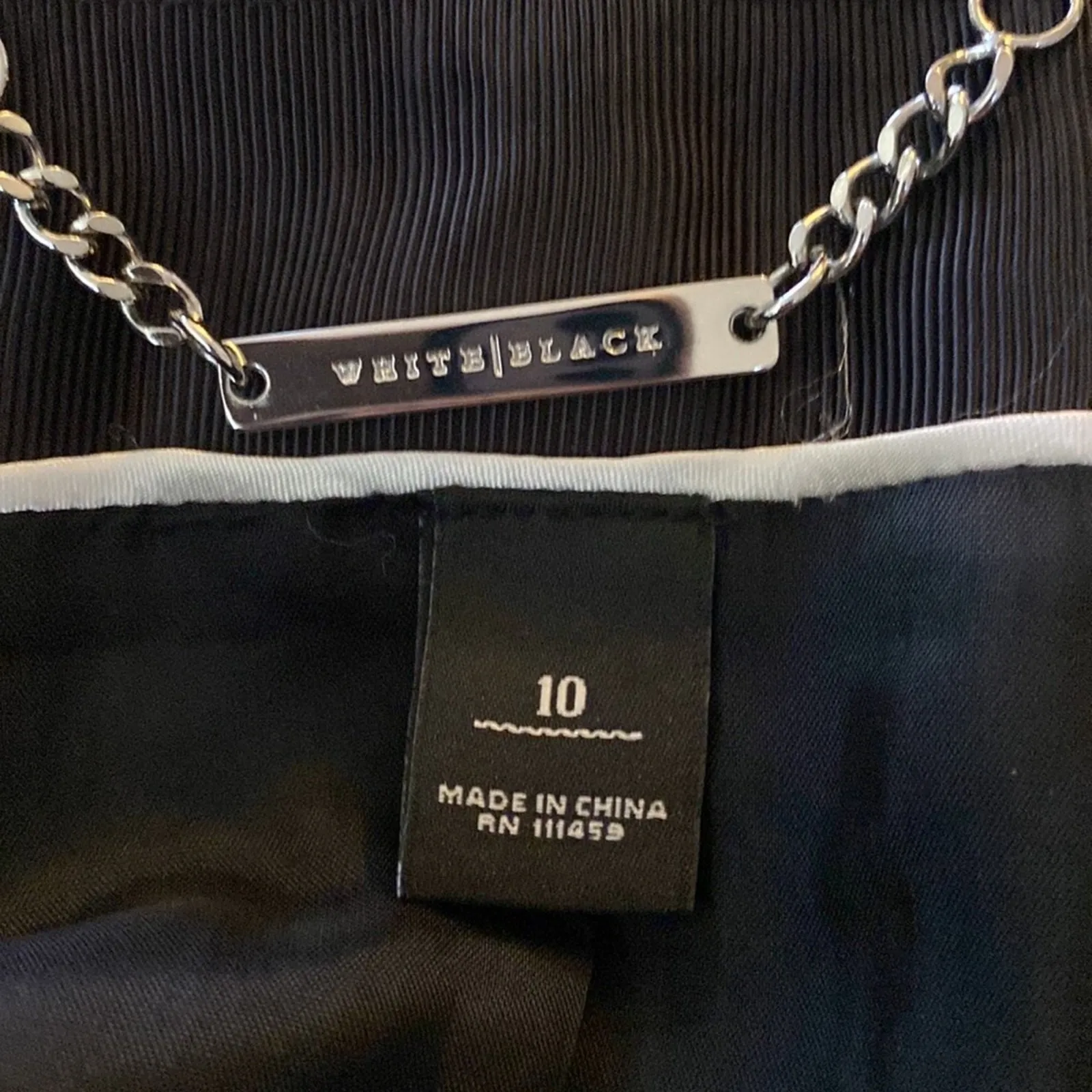 WHBM Women's Black White Textured Tweed Fringe‎ Blazer Jacket Size 10 - Image 5