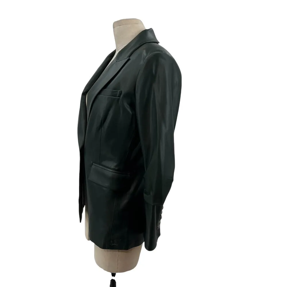 Veronica Beard Hollis Faux Leather Dickey Jacket Blazer Green Size 4 *Flawed - Image 8