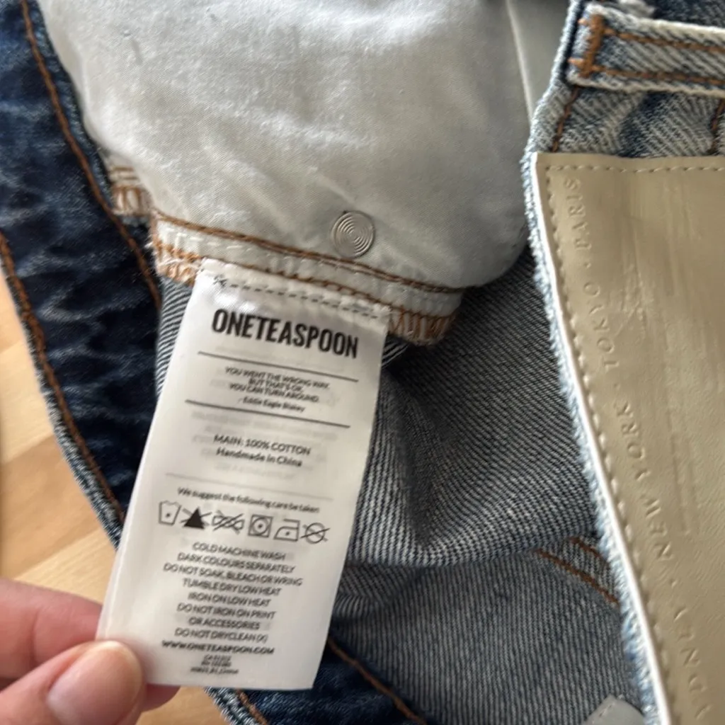 NWT One Teaspoon Bandits Floral Embroidered High Waist Light Denim Jean Short 27 - Image 8