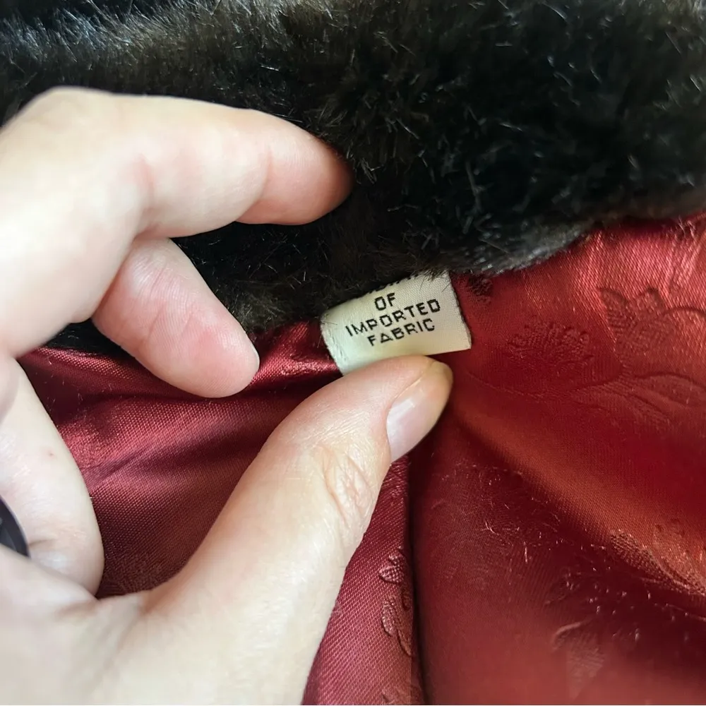 Vintage Brown Faux Fur Coat Classic Retro Winter Fall Large - Image 4