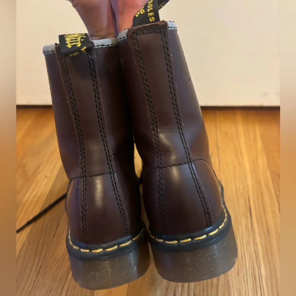Dr. Martens Burgundy Leather Boots Womens Size 6 - Image 4