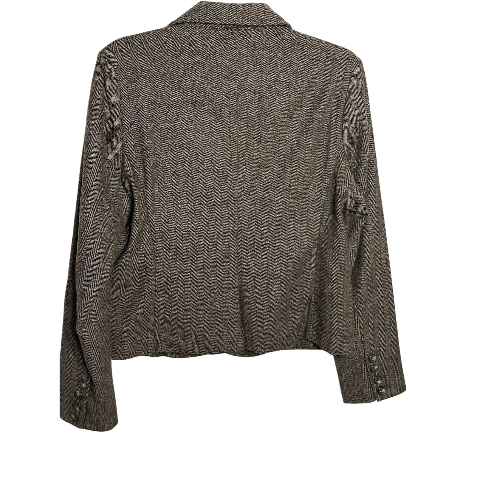 Y2K Wool Blazer American Eagle Brown Herringbone Countryside Academia Women Med. - Image 2