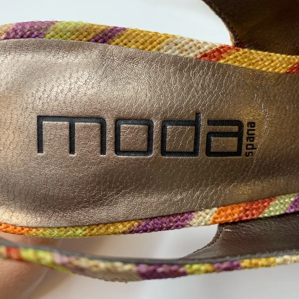 MODA Striped Slingback Heels Size 6 - Image 8