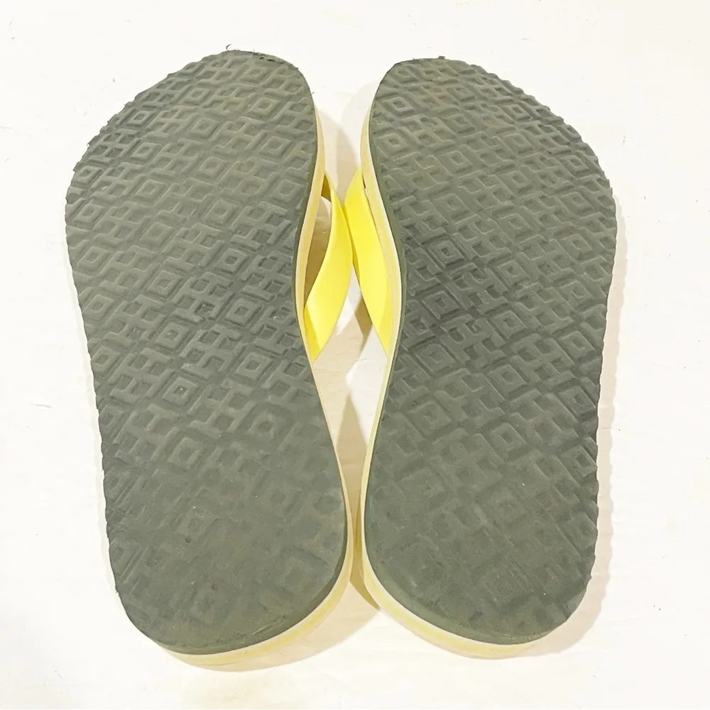 Tory Burch Womens Size 6 Mini Minnie Flip Flop Thong Firefly Yellow Logo Sandals - Image 5