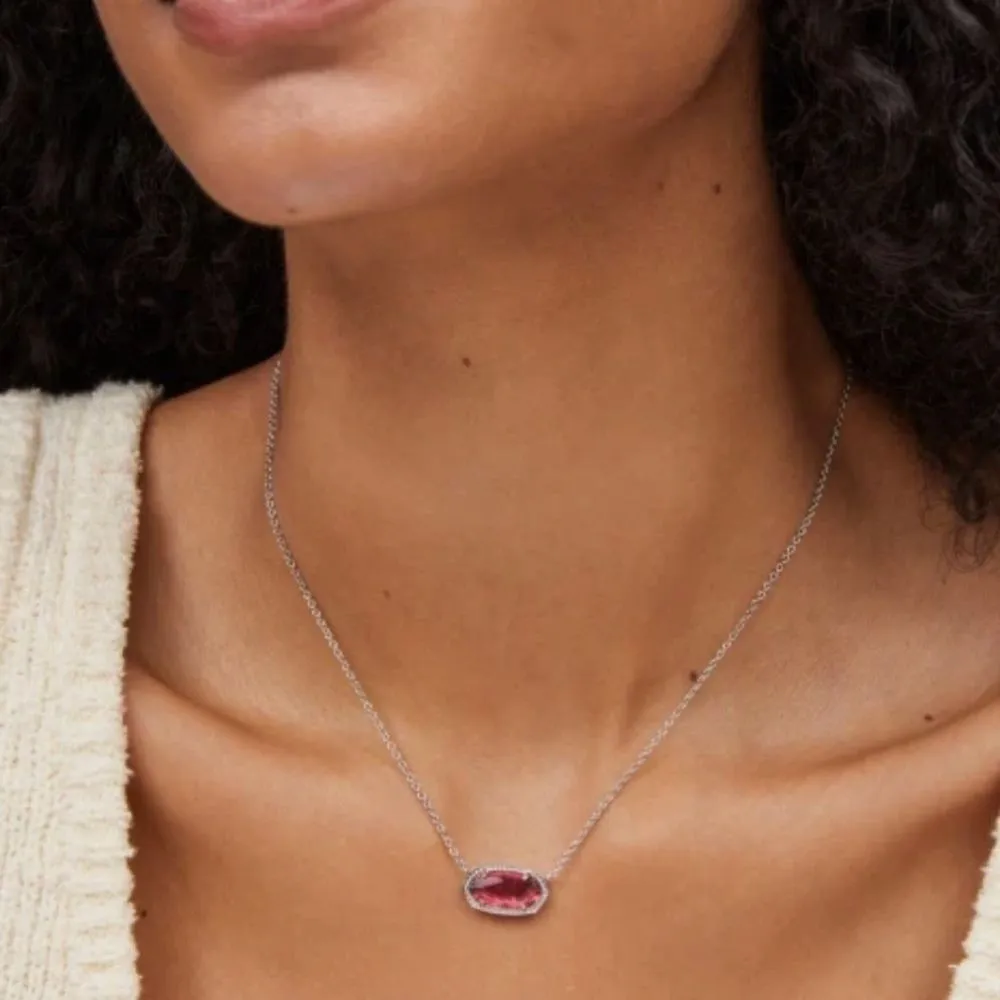 NWOT Kendra Scott Elisa Silver Pendant Necklace in Berry‎ Glass - Image 3