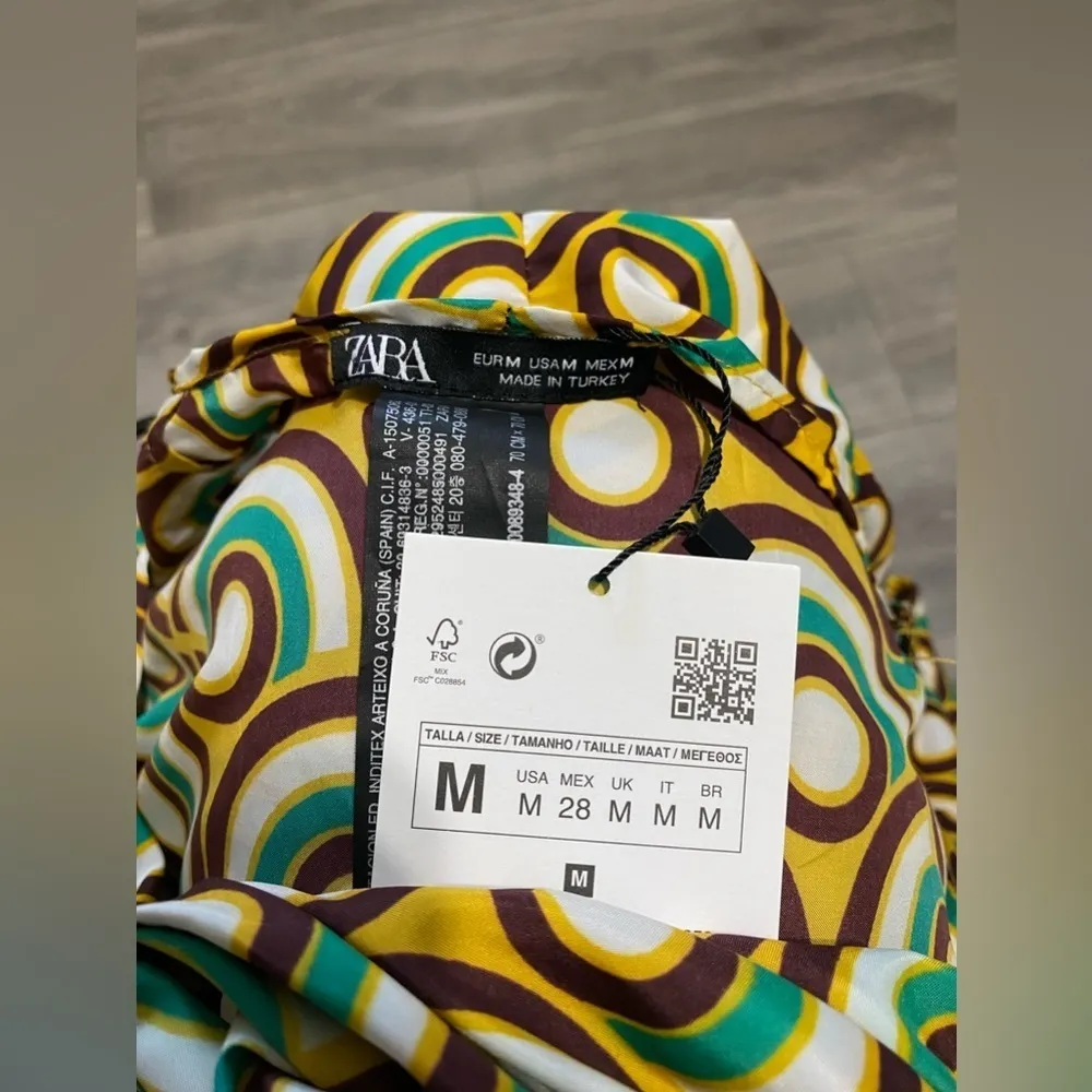 Zara New Beach Printed Pareo Sarong Skirt Front Knot Closure‎ One Size Only M - Image 14