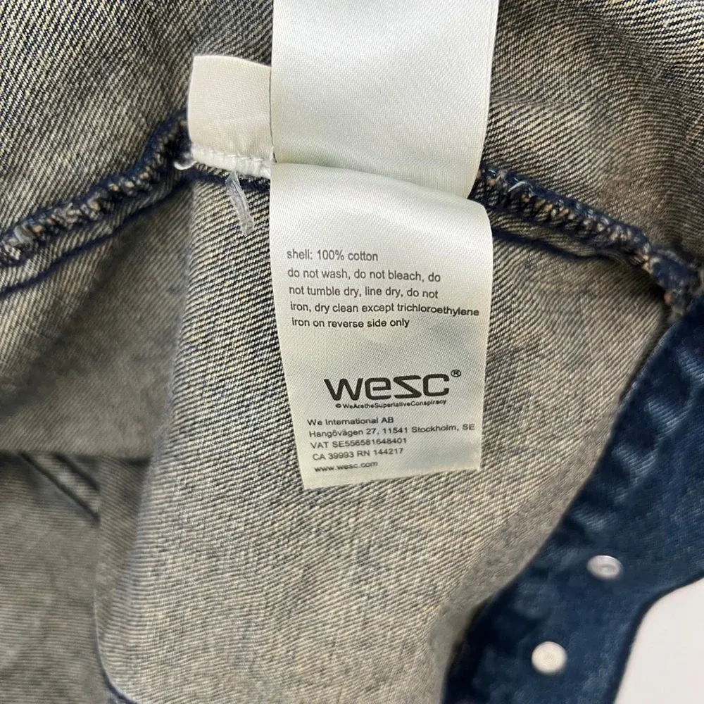 Men's Conspiracy by WESC Blue Denim Trucker Thrills Jacket Size‎ L Womens Sz XL Size L - Image 10