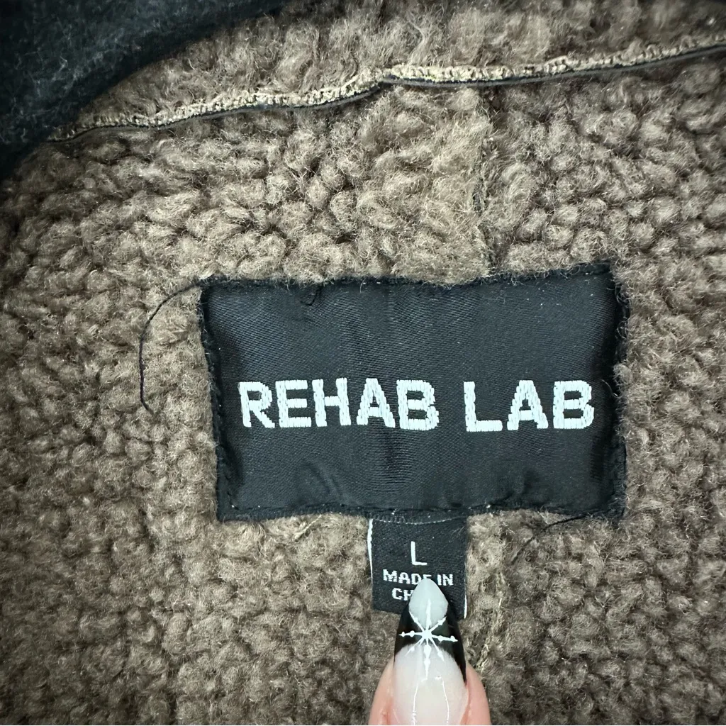 Rehab Lab Leather Sherpa Fur Vest Womens Large Brown - Image 2