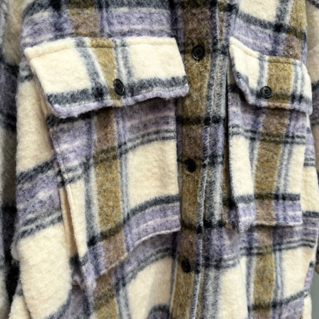 ZARA  Oversized Plaid Wool Blend Shacket S - Image 6