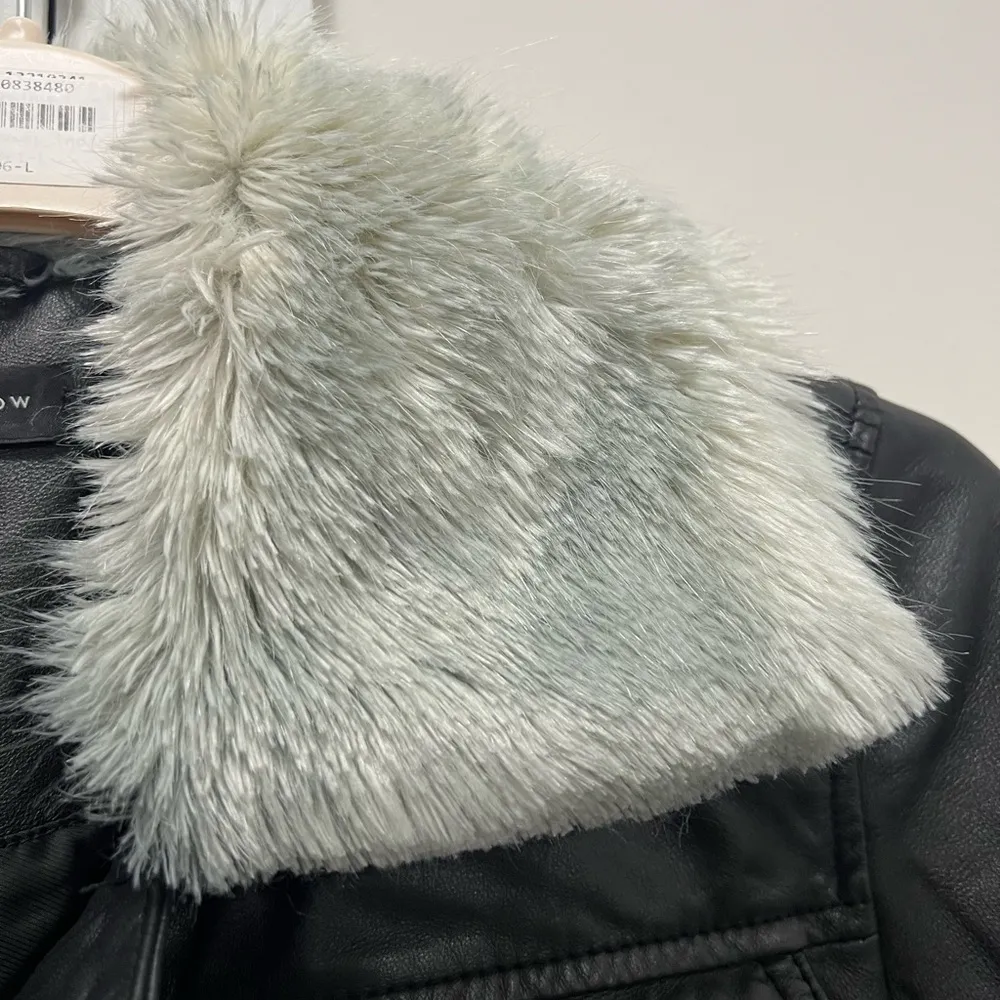 Slate & Willow Black Fur Trim Leather Trucker Jacket Size Medium $695 - Image 6