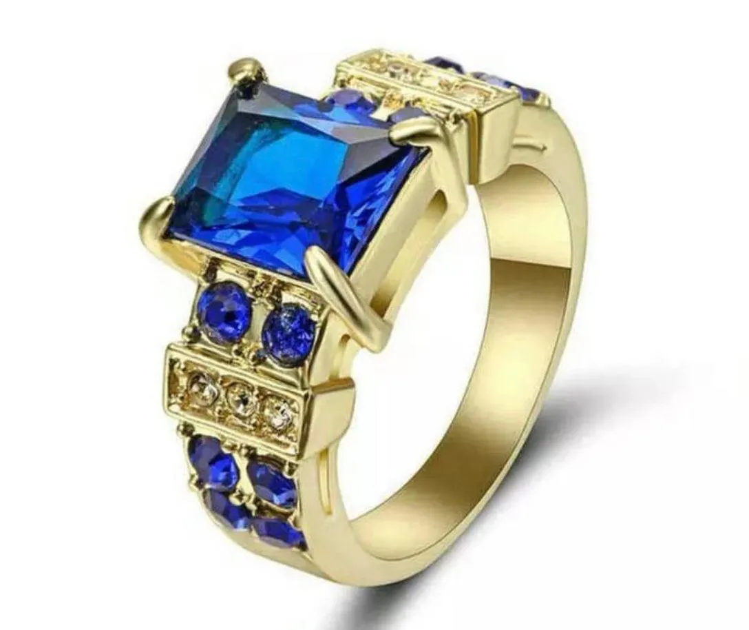 Size 6 Gold Blue Sapphire Ring - Image 2