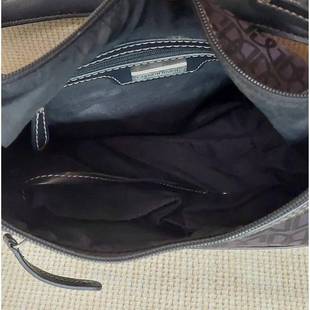 Gianni Bini Black Baguette Signature Print Leather Accent Shoulder Bag Purse - Image 8