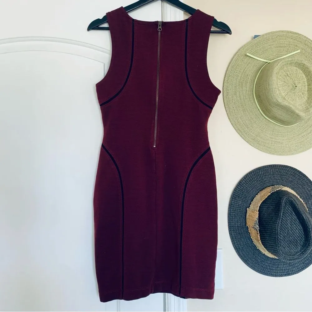 Burgundy Deep Red Work/Holiday/Cocktail Party Bodycon Dress | Size: M - Image 6