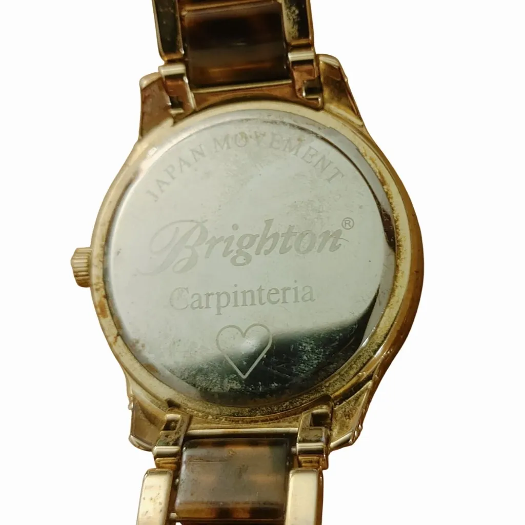 Brighton Carpinteria  Watch Gold Brown Links Tortoise Shell Band Adjustable - Image 3