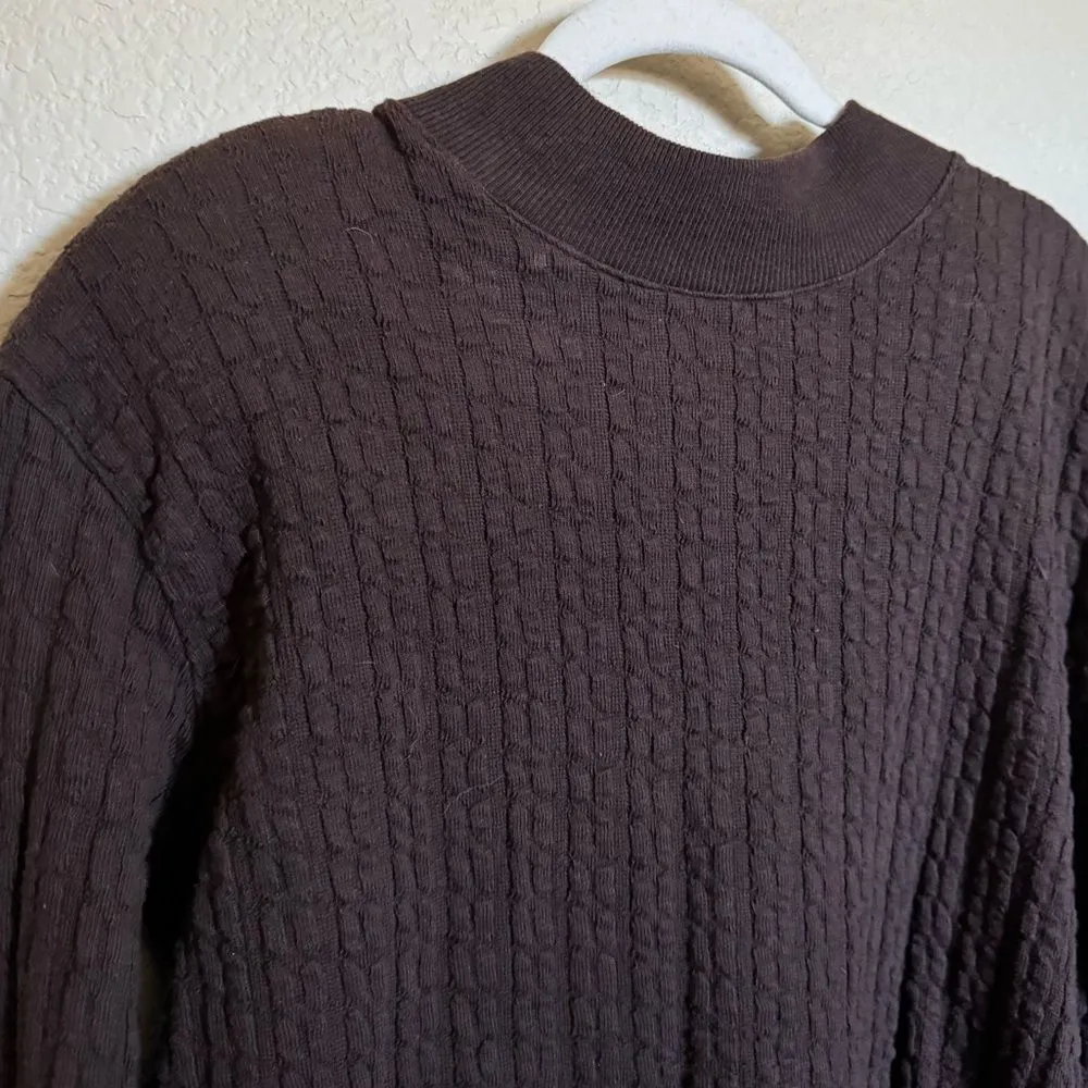 Vintage CP Shades Cable Knit‎ Sweater in Medium Brown Buttoned Back Reversible - Image 3