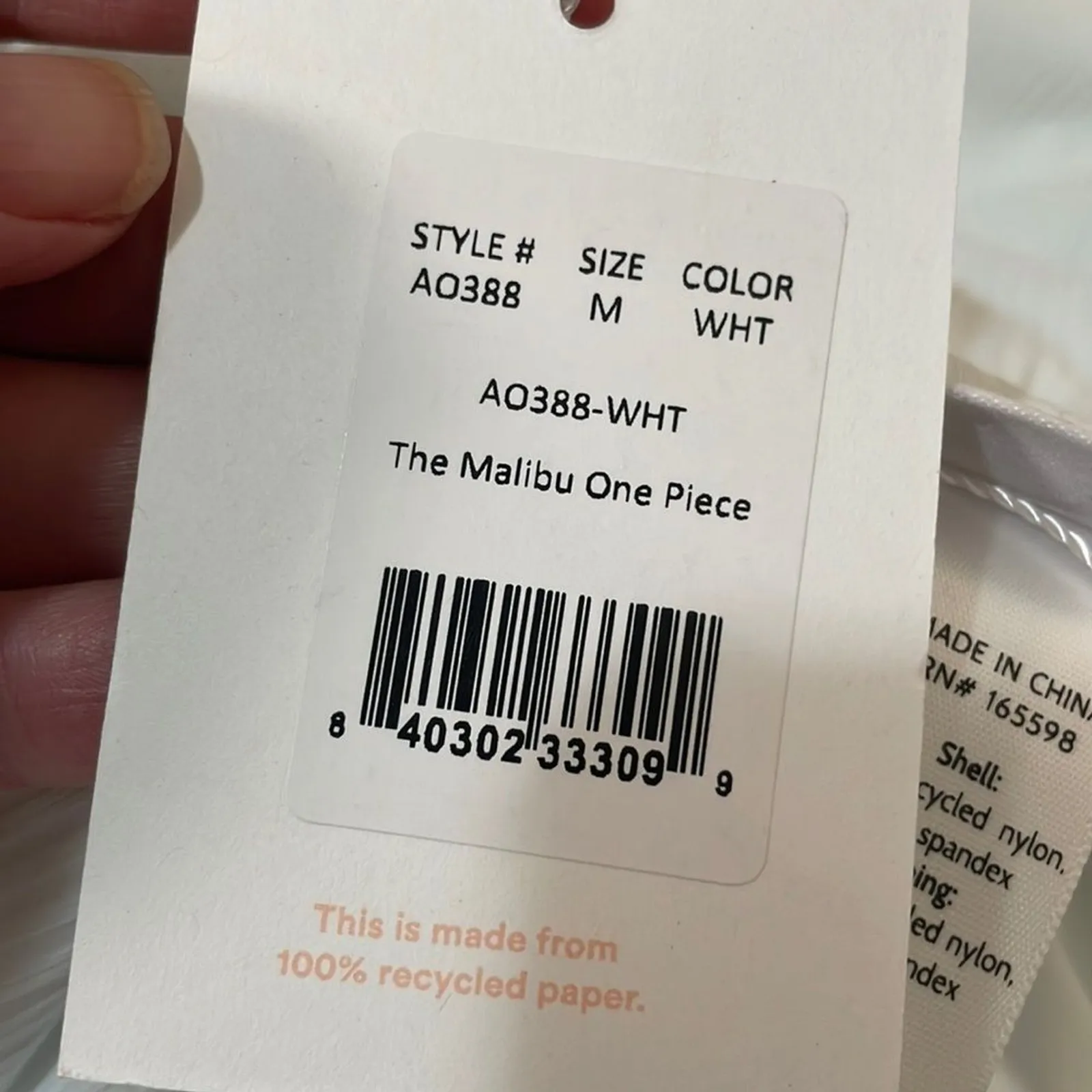 Andie Swim The Malibu One Piece Ribbed White size M NWT minimalist - Image 5