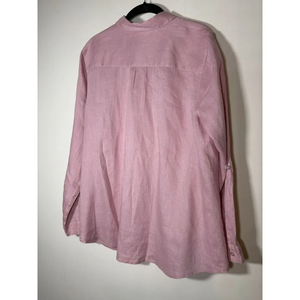 J JILL Love Linen Pink Long Sleeve Button - Image 4