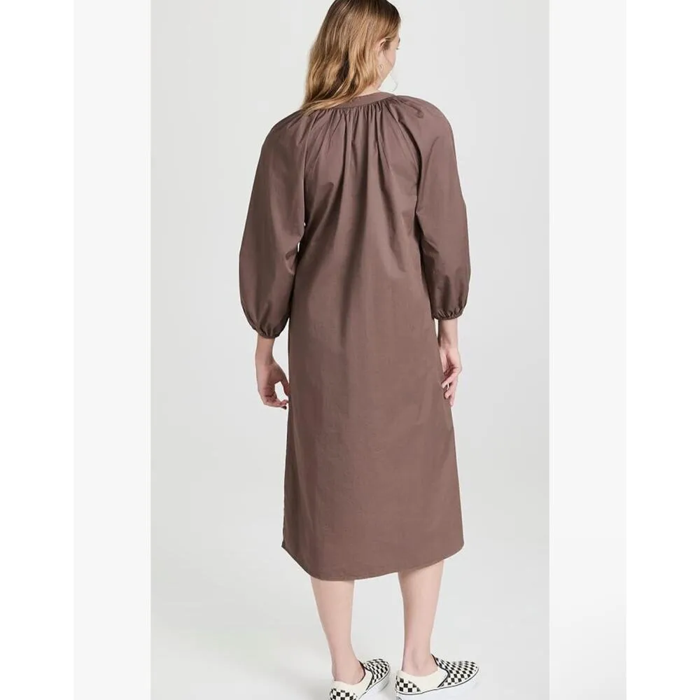 NWT Sundry Raglan Cotton Woven Henley Knee Length Brown Dress Size XL 4 Boho - Image 4