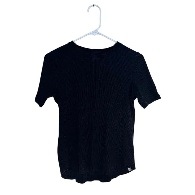 Roots Ribbed Short Sleeve Knit Top Black – S/P - Image 2