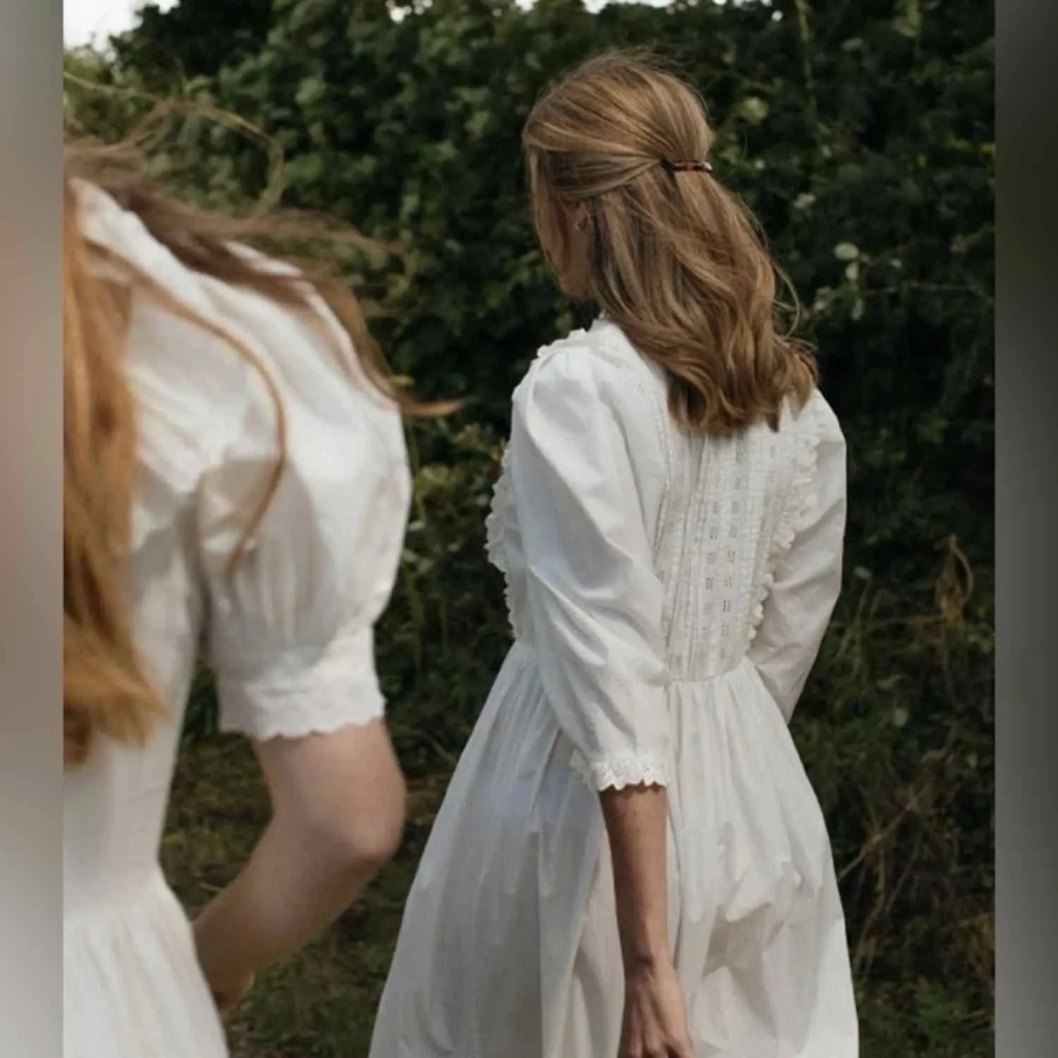 Doen Darby Cottagecore Cotton Midi Dress Powder Size XS Peasant - Image 10