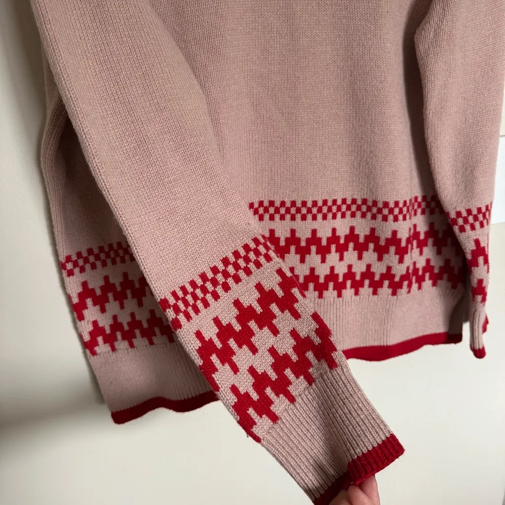 Boden Theodora Pink Milkshake Fair Isle Alpaca Wool Sweater Size M Red Vintage - Image 2