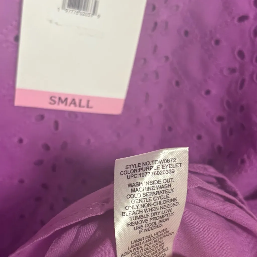 Draper James Purple Eyelet Blouse Size Small - Image 7