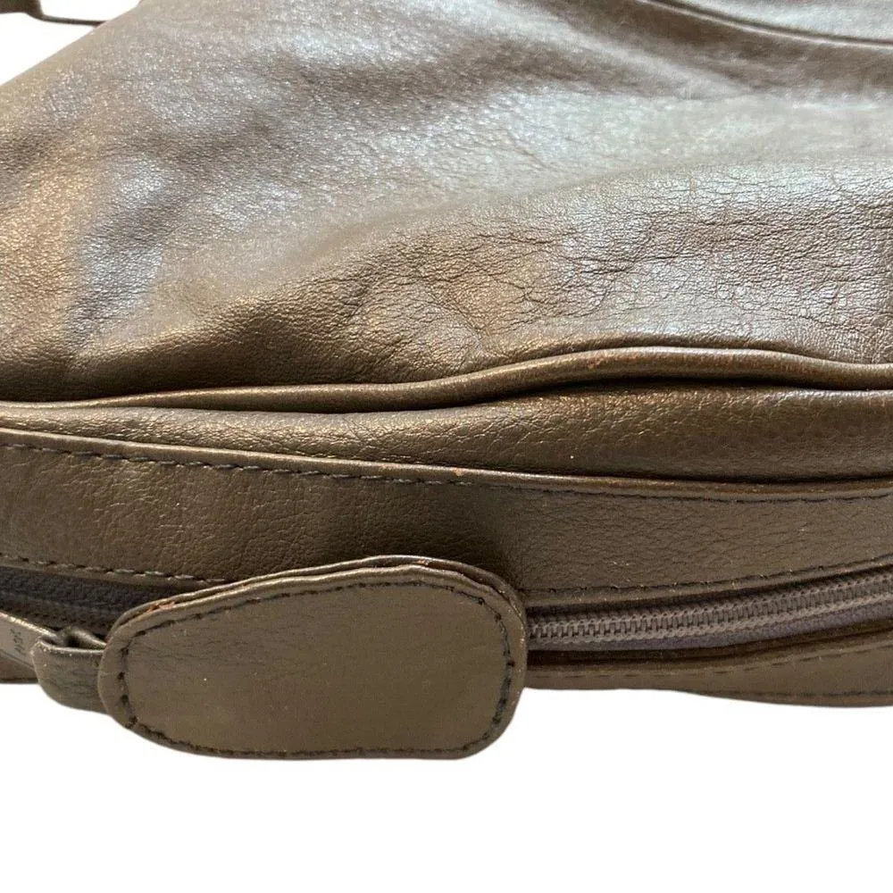 Vintage Dark Olive Green Genuine Brazilian Leather Adjustable Shoulder Purse Bag - Image 11