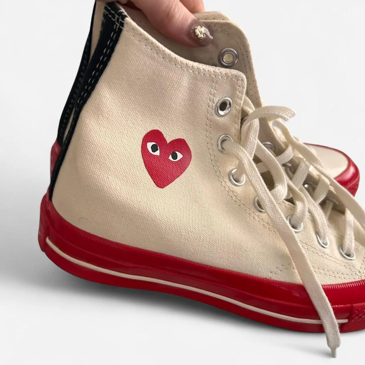 CONVERSE x CDG PLAY Chuck 70 High Red Sole – Heart & Eyes Canvas Sneakers 7W/5M - Image 4