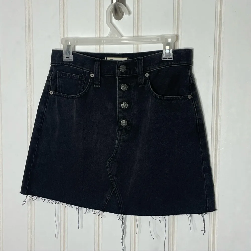 MADEWELL Black Button Front Denim Mini Skirt 402 - Image 6
