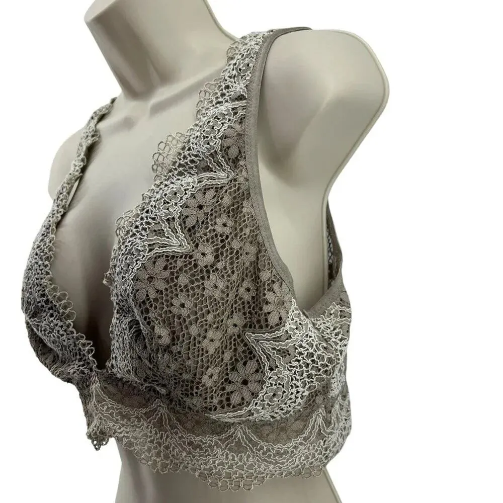 Victoria's Secret Light Brown Lace Bralette Bra Wire Free Womens Size Large - Image 2