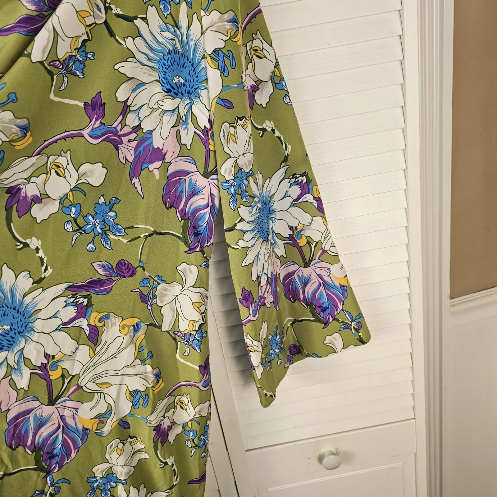 Hyacinth House Tuckernuck Green Floral Odelia One‎ Shoulder Maxi Dress XL - Image 4