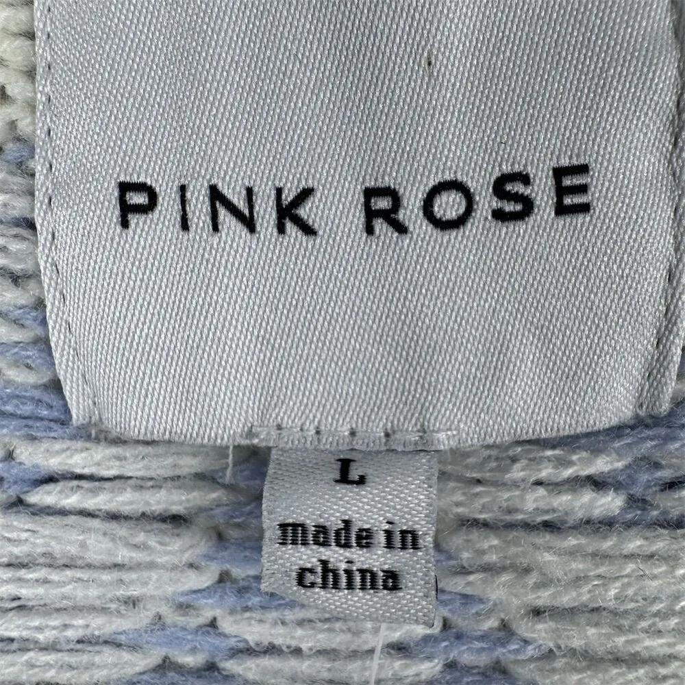 Pink Rose Women's Long Sleeve Geometric Cardigan Sweater Size L - Image 6