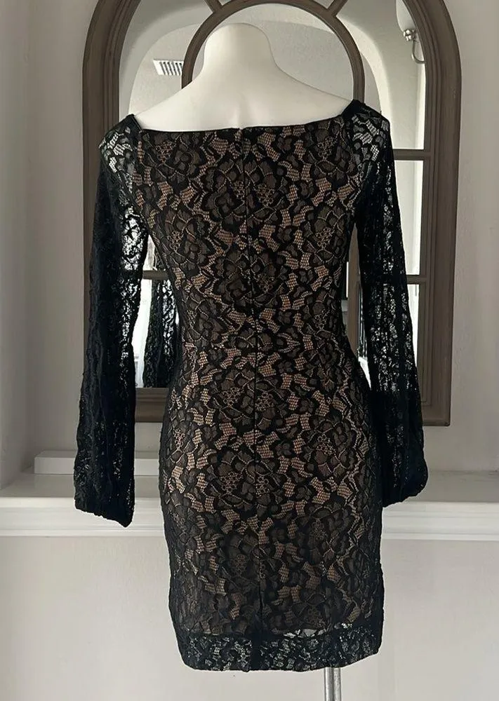 Dress the Population Esperanza Bodycon Mini Dress, Black/Nude Size S EXCELLENT - Image 6