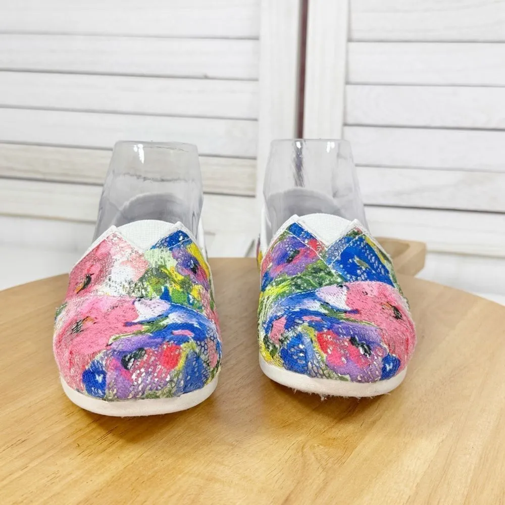 BOBS by Skechers Colorful Floral Mesh Sequin Slip On Flats Shoes Multicolor 6 Pink - Image 3