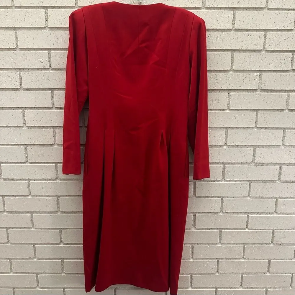 Albert Nipon Red 100% Wool Pea Coat Size 6 Red - Image 11